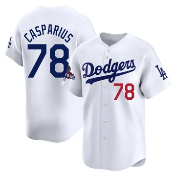 Youth Los Angeles Dodgers Ben Casparius ＃78 White Limited Home 2024 World Series Champions Jersey