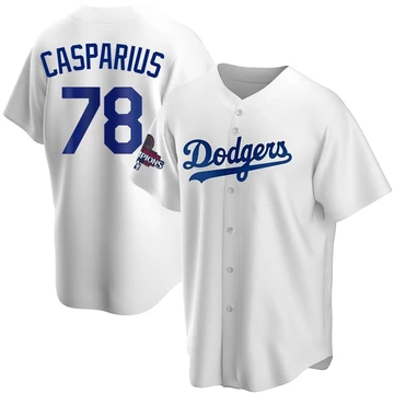 Youth Los Angeles Dodgers Ben Casparius ＃78 White Replica Home 2024 World Series Champions Jersey