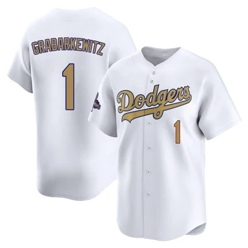 Youth Los Angeles Dodgers Billy Grabarkewitz ＃1 Gold Limited White 2025 Collection Jersey