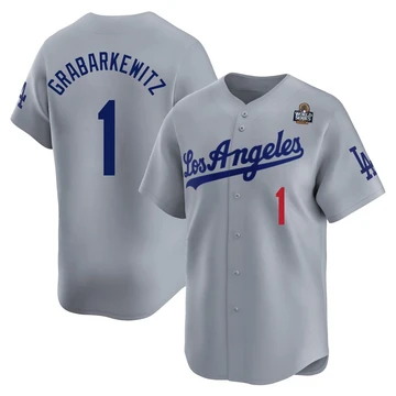 Youth Los Angeles Dodgers Billy Grabarkewitz ＃1 Gray Limited Away 2024 World Series Jersey