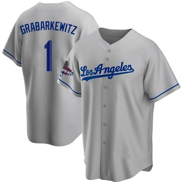 Youth Los Angeles Dodgers Billy Grabarkewitz ＃1 Gray Replica Road 2024 World Series Champions Jersey