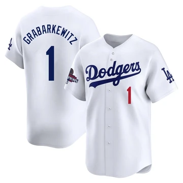 Youth Los Angeles Dodgers Billy Grabarkewitz ＃1 White Limited Home 2024 World Series Champions Jersey