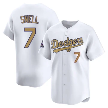 Youth Los Angeles Dodgers Blake Snell ＃7 Gold Limited White 2025 Collection Jersey