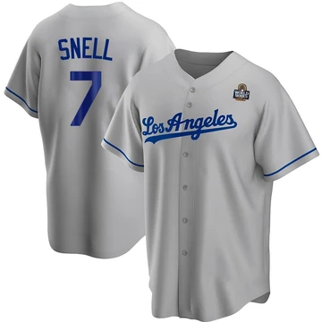 Youth Los Angeles Dodgers Blake Snell ＃7 Gray Replica Road 2024 World Series Jersey