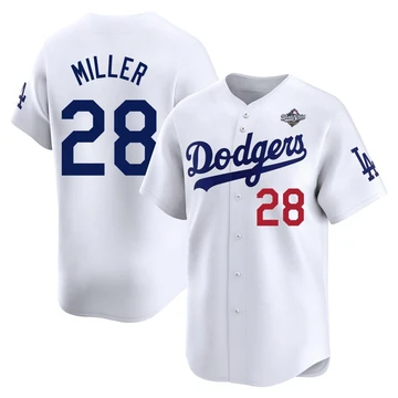Youth Los Angeles Dodgers Bobby Miller ＃28 White Limited Home 2025 World Series Jersey