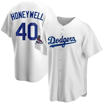 Youth Los Angeles Dodgers Brent Honeywell ＃40 White Replica Home 2024 World Series Champions Jersey