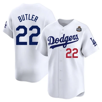 Youth Los Angeles Dodgers Brett Butler ＃22 White Limited Home 2024 World Series Jersey
