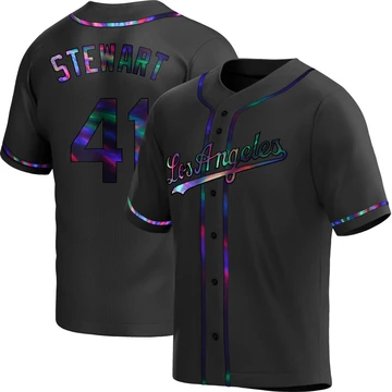 Youth Los Angeles Dodgers Brock Stewart ＃41 Black Replica Holographic Alternate Jersey
