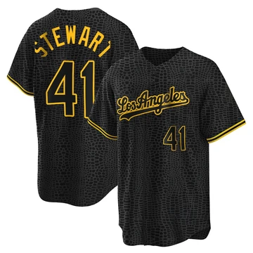 Youth Los Angeles Dodgers Brock Stewart ＃41 Black Replica Snake Skin City Jersey