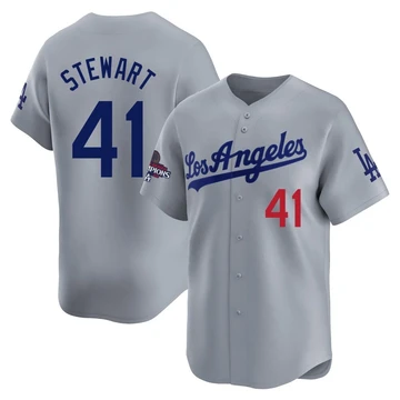 Youth Los Angeles Dodgers Brock Stewart ＃41 Gray Limited Away World Series Champions Jersey