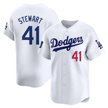 Youth Los Angeles Dodgers Brock Stewart ＃41 White Limited 2024 World Tour Seoul Series Home Jersey