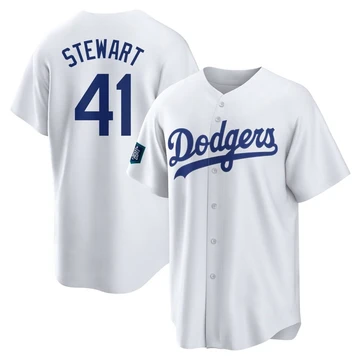 Youth Los Angeles Dodgers Brock Stewart ＃41 White Replica 2024 World Tour Seoul Series Home Jersey