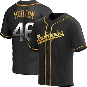 Youth Los Angeles Dodgers Burt Hooton ＃46 Gold Replica Black en Alternate Jersey