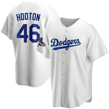 Youth Los Angeles Dodgers Burt Hooton ＃46 White Replica Home 2024 World Series Champions Jersey