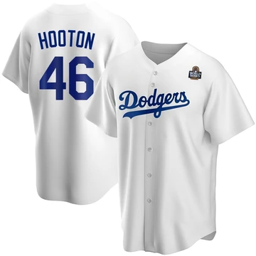 Youth Los Angeles Dodgers Burt Hooton ＃46 White Replica Home 2024 World Series Jersey