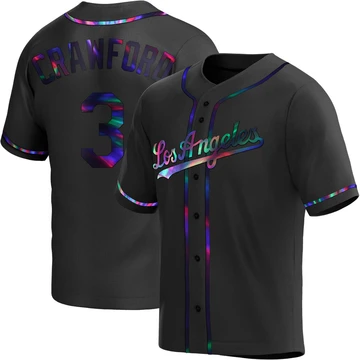 Youth Los Angeles Dodgers Carl Crawford ＃3 Black Replica Holographic Alternate Jersey