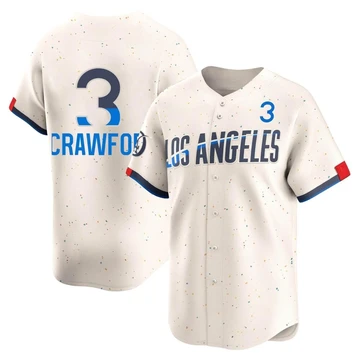 Youth Los Angeles Dodgers Carl Crawford ＃3 Cream Limited 2024 City Connect Jersey