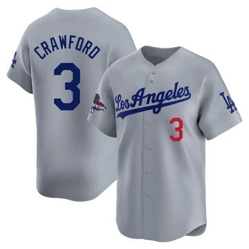 Youth Los Angeles Dodgers Carl Crawford ＃3 Gray Limited Away World Series Champions Jersey