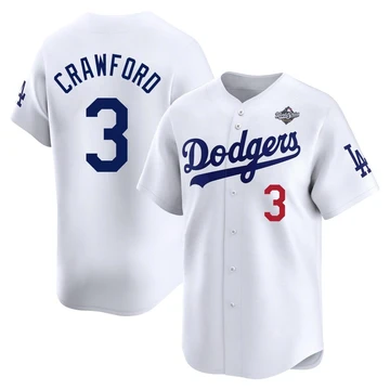 Youth Los Angeles Dodgers Carl Crawford ＃3 White Limited Home 2025 World Series Jersey