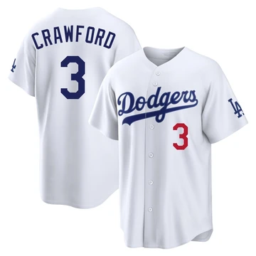 Youth Los Angeles Dodgers Carl Crawford ＃3 White Limited Home Stadium Jersey