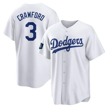 Youth Los Angeles Dodgers Carl Crawford ＃3 White Replica 2024 World Tour Seoul Series Home Jersey