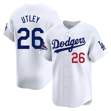 Youth Los Angeles Dodgers Chase Utley ＃26 White Limited Home 2024 World Series Champions Jersey
