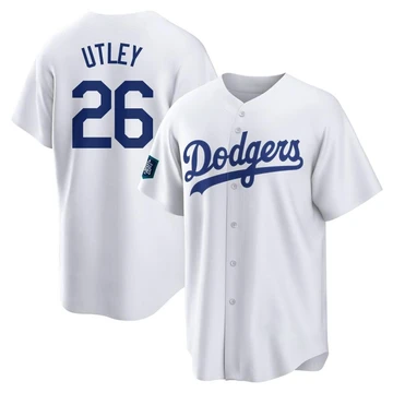 Youth Los Angeles Dodgers Chase Utley ＃26 White Replica 2024 World Tour Seoul Series Home Jersey