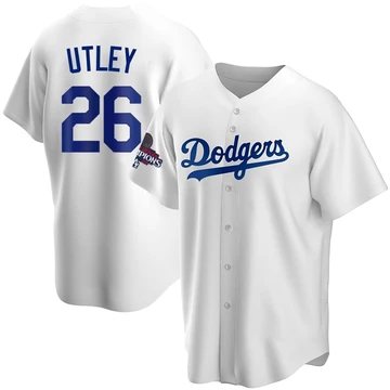Youth Los Angeles Dodgers Chase Utley ＃26 White Replica Home 2024 World Series Champions Jersey