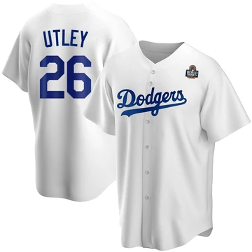 Youth Los Angeles Dodgers Chase Utley ＃26 White Replica Home 2024 World Series Jersey