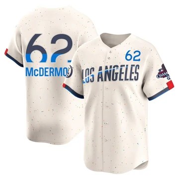 Youth Los Angeles Dodgers Chayce McDermott ＃62 Cream Limited 2024 City Connect World Series Champions Jersey