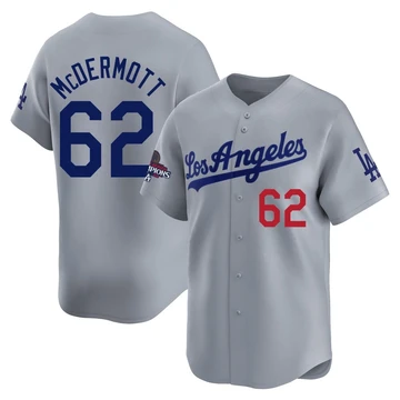 Youth Los Angeles Dodgers Chayce McDermott ＃62 Gray Limited Away World Series Champions Jersey