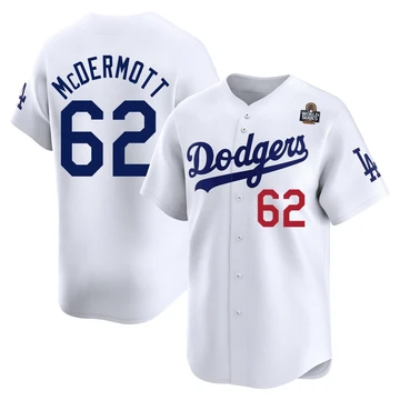 Youth Los Angeles Dodgers Chayce McDermott ＃62 White Limited Home 2024 World Series Jersey