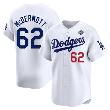 Youth Los Angeles Dodgers Chayce McDermott ＃62 White Limited Home 2025 World Series Jersey