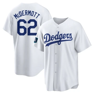 Youth Los Angeles Dodgers Chayce McDermott ＃62 White Replica 2024 World Tour Seoul Series Home Jersey