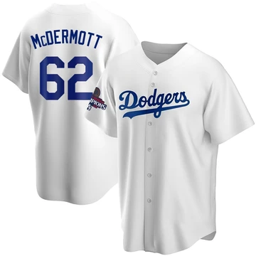 Youth Los Angeles Dodgers Chayce McDermott ＃62 White Replica Home 2024 World Series Champions Jersey