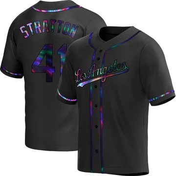 Youth Los Angeles Dodgers Chris Stratton ＃41 Black Replica Holographic Alternate Jersey