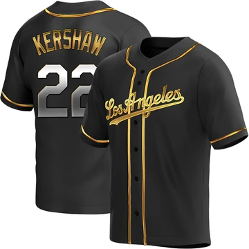 Youth Los Angeles Dodgers Clayton Kershaw ＃22 Gold Replica Black en Alternate Jersey