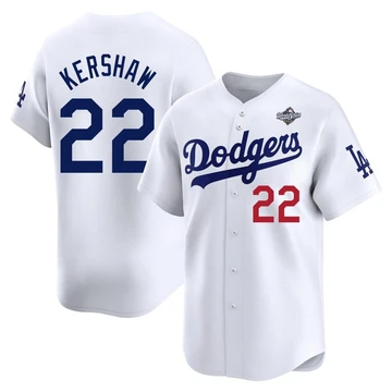 Youth Los Angeles Dodgers Clayton Kershaw ＃22 White Limited Home 2025 World Series Jersey