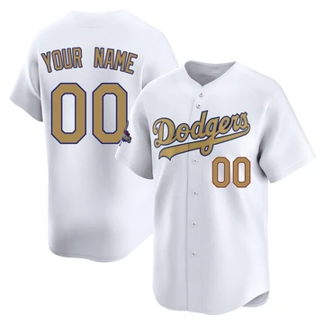 Youth Los Angeles Dodgers Custom ＃00 Gold Limited White 2025 Collection Jersey