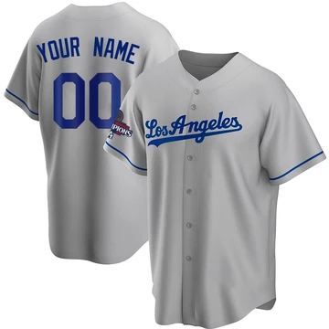 Youth Los Angeles Dodgers Custom ＃00 Gray Replica Road 2024 World Series Champions Jersey