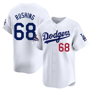 Youth Los Angeles Dodgers Dalton Rushing ＃68 White Limited Home 2024 World Series Champions Jersey