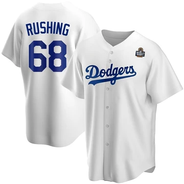 Youth Los Angeles Dodgers Dalton Rushing ＃68 White Replica Home 2024 World Series Jersey