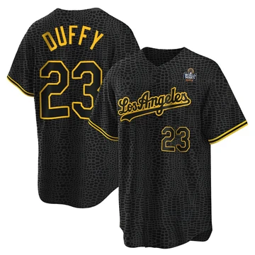 Youth Los Angeles Dodgers Danny Duffy ＃23 Black Replica Snake Skin City 2024 World Series Jersey