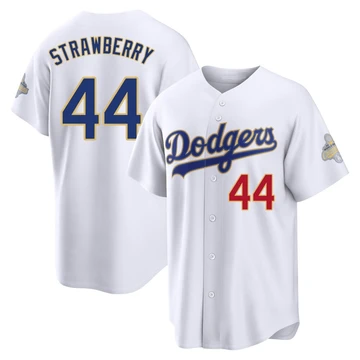 Youth Los Angeles Dodgers Darryl Strawberry ＃44 Gold Limited White 2026 Collection Stadium Jersey