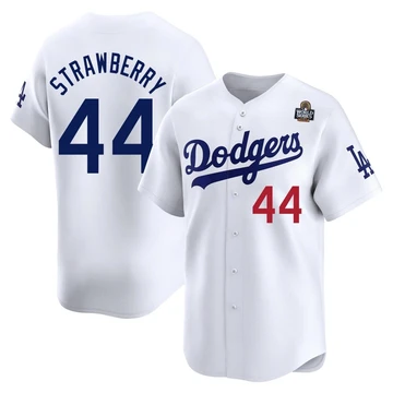 Youth Los Angeles Dodgers Darryl Strawberry ＃44 White Limited Home 2024 World Series Jersey
