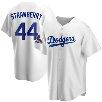 Youth Los Angeles Dodgers Darryl Strawberry ＃44 White Replica Home 2024 World Series Champions Jersey
