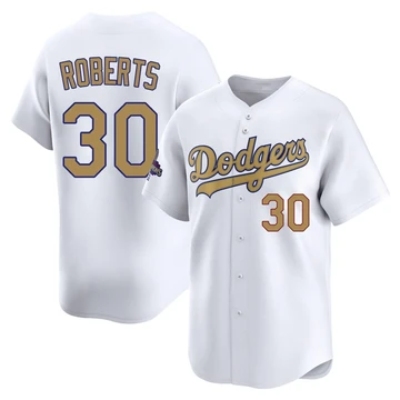 Youth Los Angeles Dodgers Dave Roberts ＃30 Gold Limited White 2025 Collection Jersey