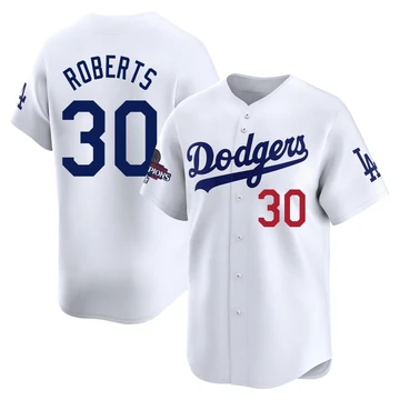 Youth Los Angeles Dodgers Dave Roberts ＃30 White Limited Home 2024 World Series Champions Jersey