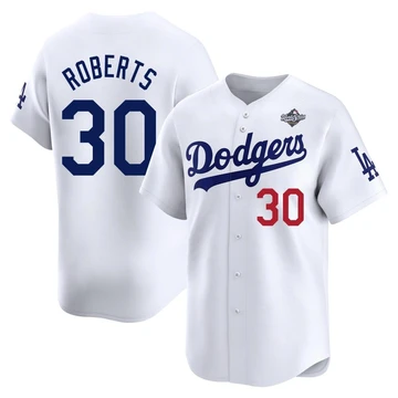 Youth Los Angeles Dodgers Dave Roberts ＃30 White Limited Home 2025 World Series Jersey