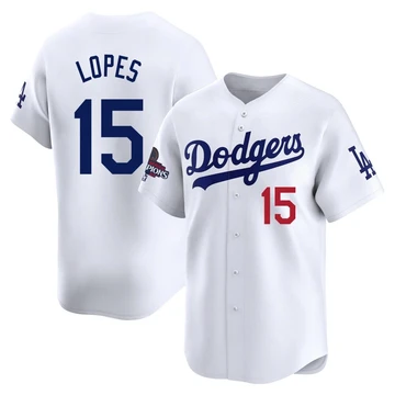 Youth Los Angeles Dodgers Davey Lopes ＃15 White Limited Home 2024 World Series Champions Jersey